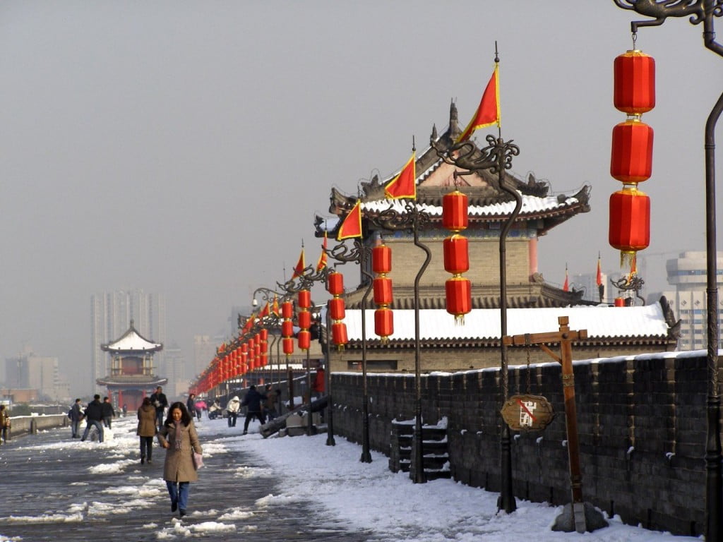 Xi'an Stadtmauer im Winter