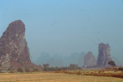 Die Karstkegelberge im Sonnenlicht